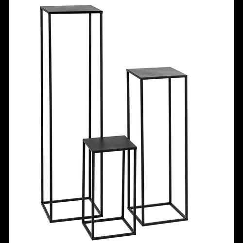 Set of 3 Metal Flowerbeds Black Stand Loft FS-100-3