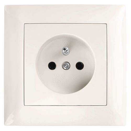 Presa singola con messa a terra e placca OSTE JNH001-G Beige