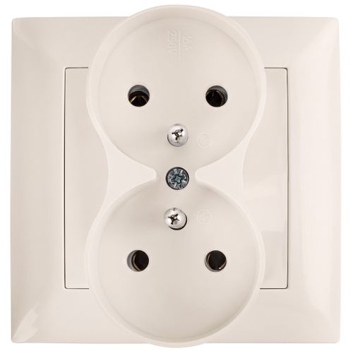 Dvojzásuvka s uzemnením a rámikom OSTE JNH002-G Beige