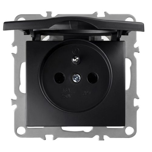 Presa singola con messa a terra e coperchio OSTE JNH005-G Black