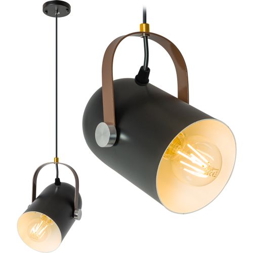 Lampe/Rétroprojecteur Loft Métal Black avec corde