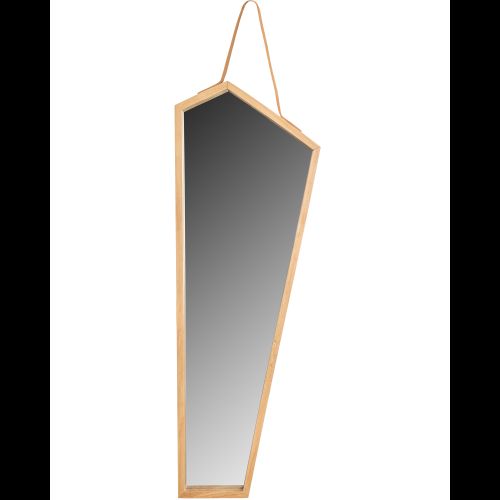 Houten Asymmetrische spiegel aan een riem 85 cm YMJZ20217