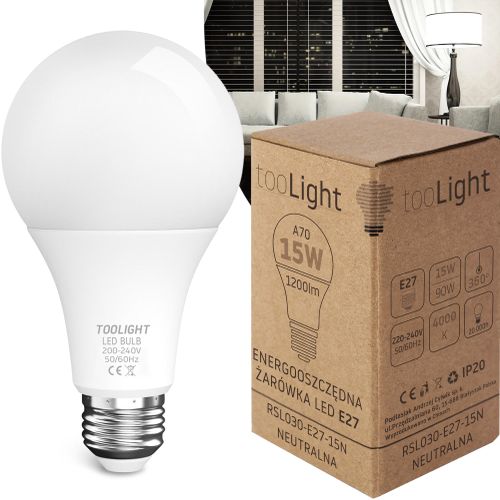 Lemputė LED Šilta RSL030 E27 15W Neutral