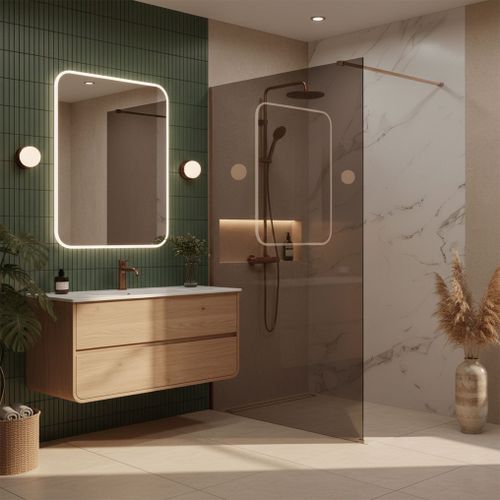 Параван за душ Rea Flexi Brown / Brush Copper 140