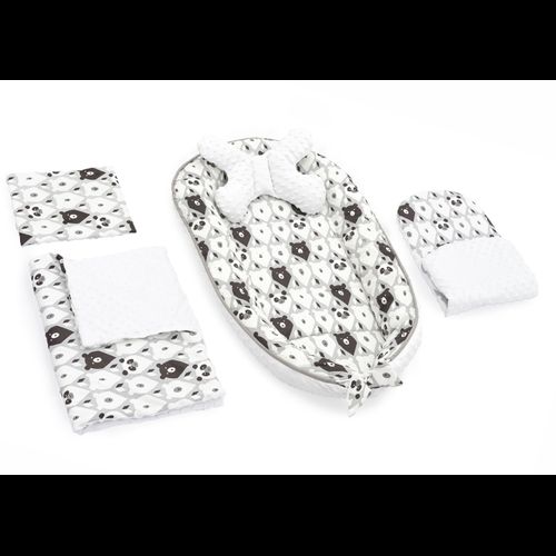 Bozzolo per carrello, materasso, cuscino, coperta 5in1 White Black Bear