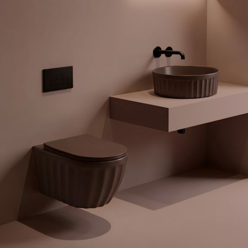 Zestaw Misa WC Duo podwieszana + Umywalka nablatowa Rea Duo Espresso Matt