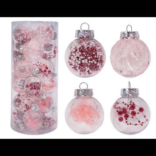Adornos para el árbol de Navidad rosa 24 piezas sysd1688-088