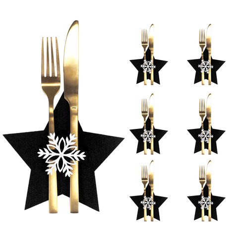 Christmas cutlery cover 6 pcs Star Black