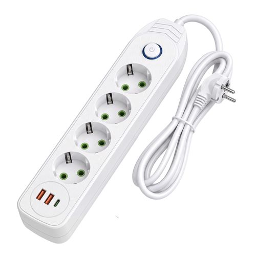 Prelungitor Multipriză 4 prize + 2x USB-A + USB-C JNH025-4B White