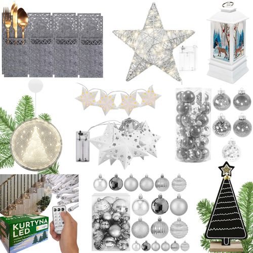 Décorations de Noël Grey/silver 80 pièces