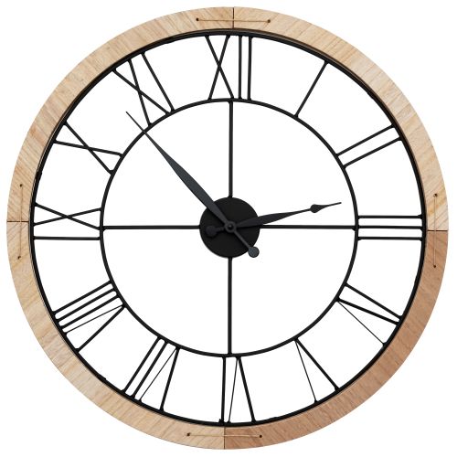 Nástěnné hodiny Loft kulaté 60 cm kovové / dřevěné MC70898