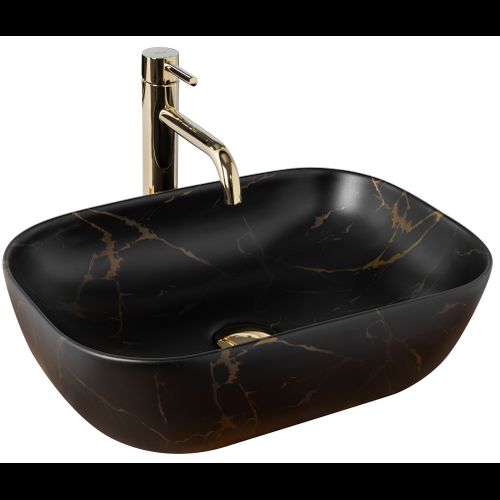 Lavoar pentru blat Rea Belinda Black Marble Mat