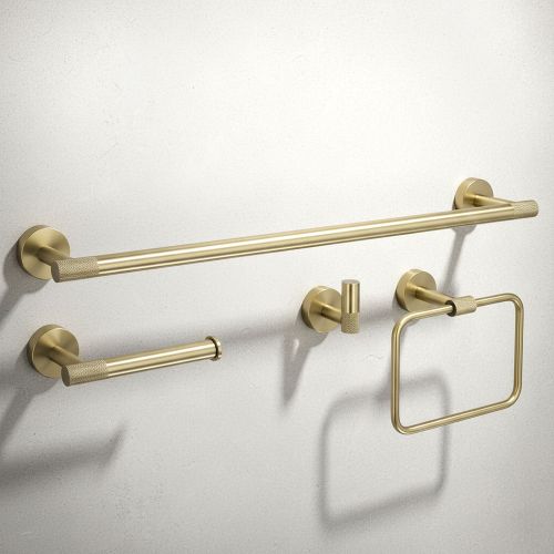 Badezimmer-Accessoire-Set GRID Brush Gold 4-teilig