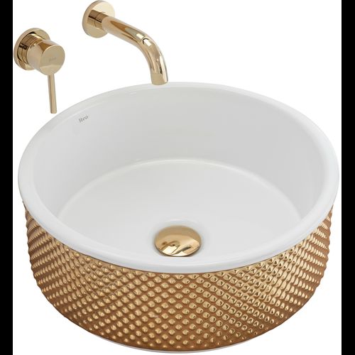 Countertop washbasin Rea Helen Gold White