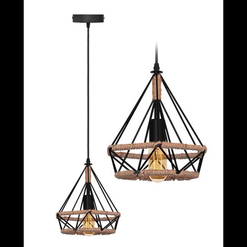 Lampa sufitowa geometryczna wisząca w stylu loft boho sznur APP678-1CP