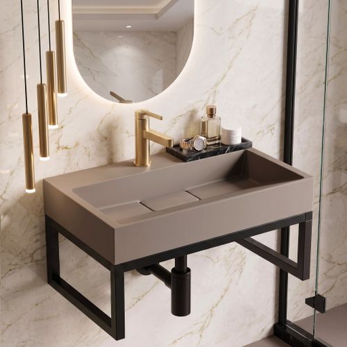 Vasque en conglomérat Rea GOYA TAUPE 60CM + piètement