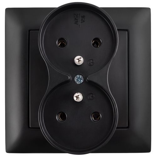 Double grounded socket with frame OSTE JNH002-G Black