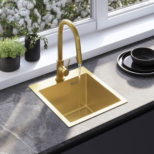 Stainless steel sink Leo 40 BRUSH GOLD