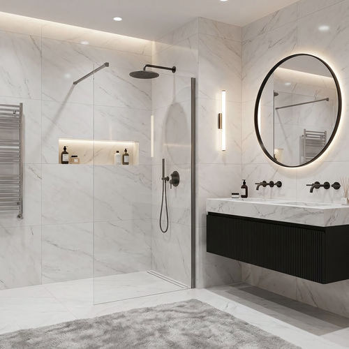 Душова стінка Rea Flexi Transparent / Titan 90