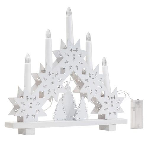 Vianočný drevený svietnik White LED 371720