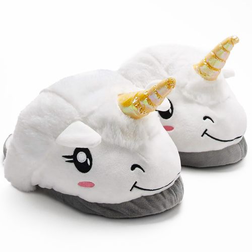Papuci Kigurumi Unicorn alb