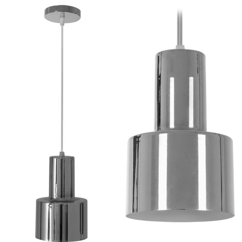Moderní kovová závěsná stropní lampa stříbrná chrom