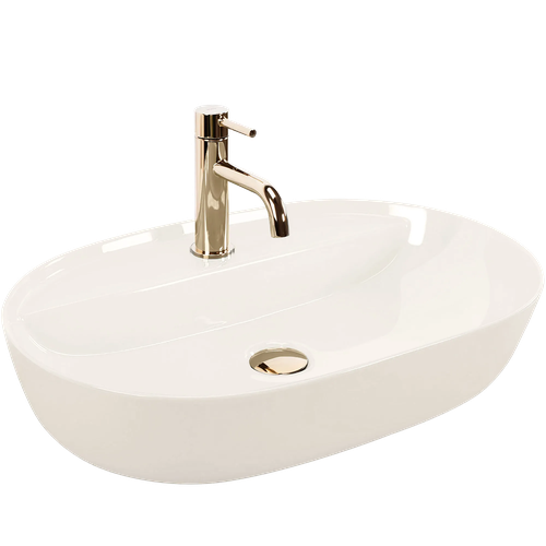 Countertop Basin REA Aura 61 Ecru Shiny