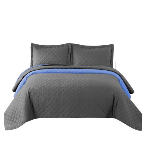 BEDSPREAD- QUILTED/DOUBLE-SIDED Inez Dark Grey-Blue