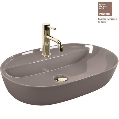 Countertop Basin REA Aura 61 Beige Shiny