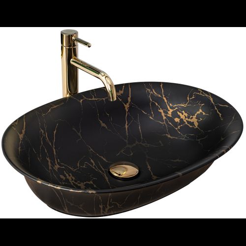 Umywalka nablatowa Rea Roma Black Marble Matt