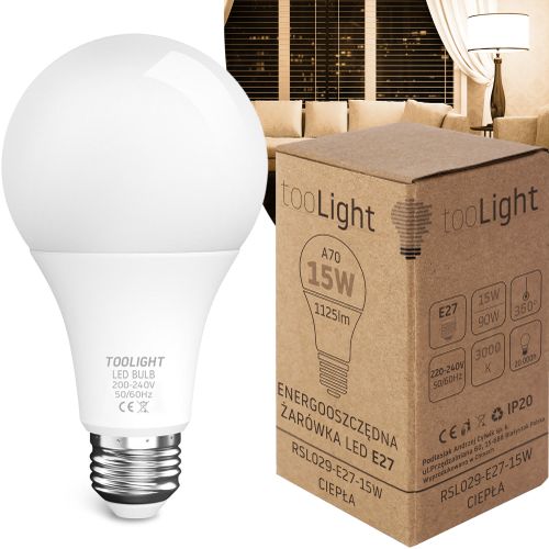 Lemputė LED Šilta RSL029 E27 15W Warm