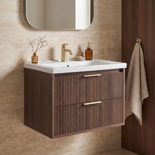 Тумба для ванной с раковиной REA Sherry 60cm Brown Walnut