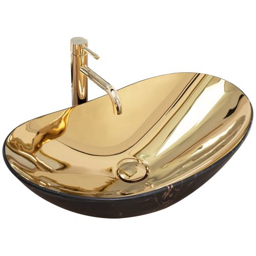 Vasque à poser Rea Royal in Gold marble black mat