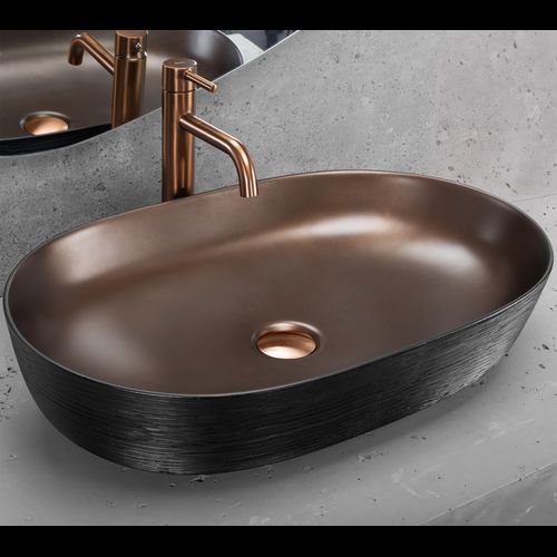 Ceramic Countertop Basin CLEO 61 Copper Bush / Black - REA