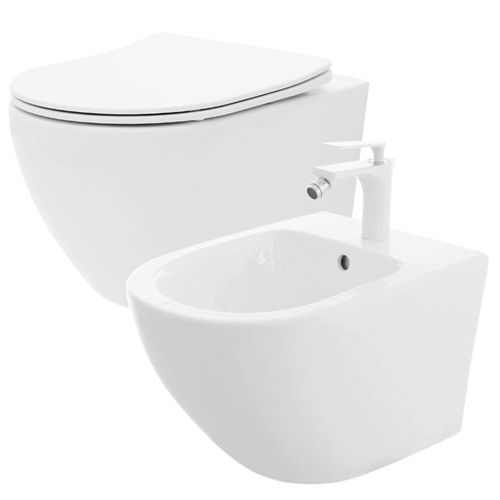 Set: WC-pot Carlo Flat Mini Rimless Bidet Carlo Mini