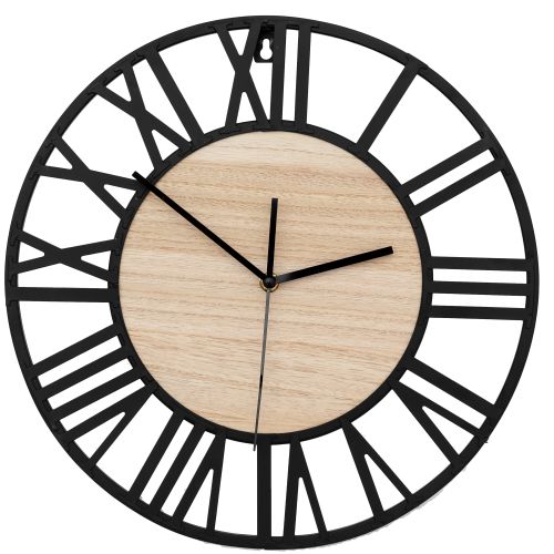 Horloge Murale Loft Round 35 cm en métal/bois MC70902