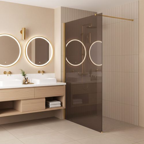 Душова стінка Rea Flexi Brown / Gold 120