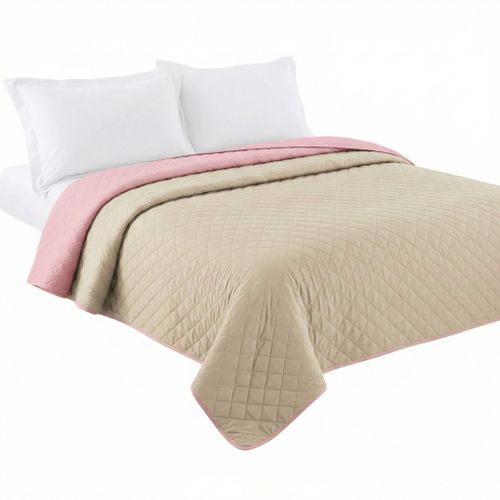 Oboustranný prošívaný přehoz Inez béžovo-růžový