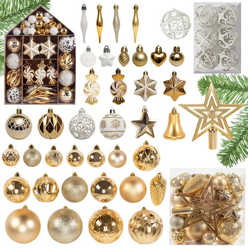 Palline di Natale Gold/White 130 pezzi