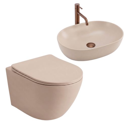 Set Vas WC Suspendat Focus + Lavoar pe Blat Rea Focus Taupe