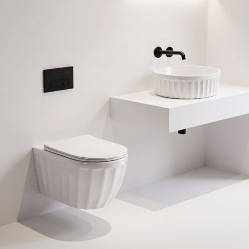 Set: Wall-hung toilet bowl + Countertop washbasin Rea Duo White