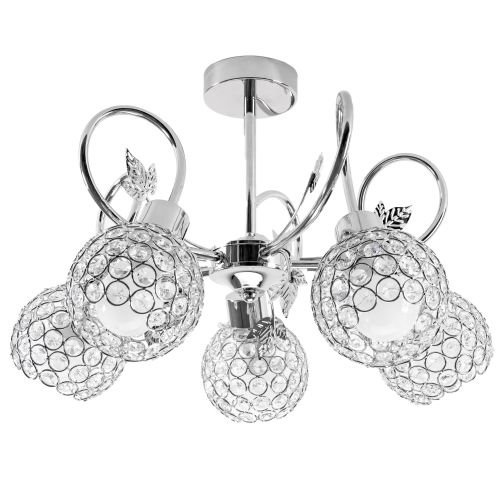 Lampadario in cristallo con foglie in metallo APP636-5C