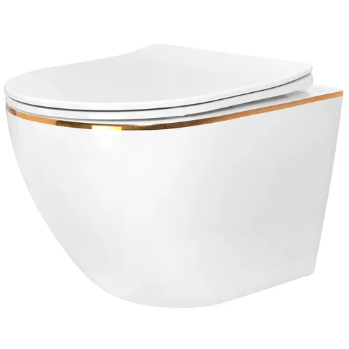 Toilet bowl Rea Carlo Tornado Rimless Flat GOLD EDGE