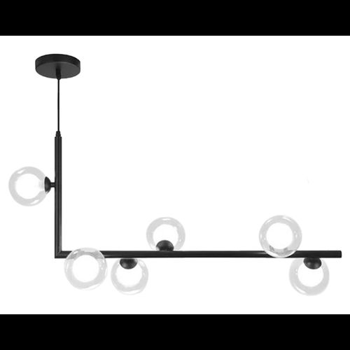 Lampă de tavan din sticlă industrială si metal, negru APP755-6CP