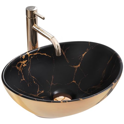 Vasque à poser Rea  Sofia Gold marble black