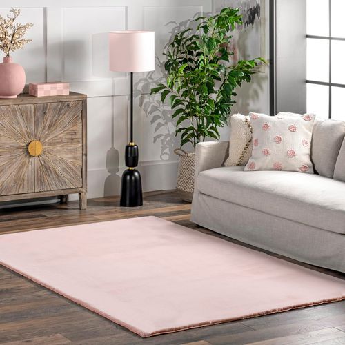 Vysoký hedvábný koberec Králík růžový