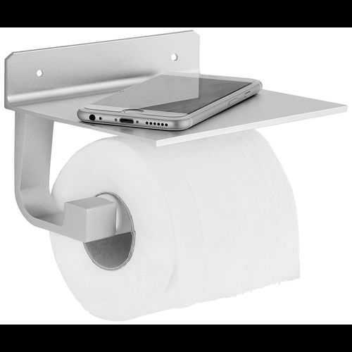 Toilet paper holder with shelf Silver 390175A