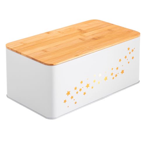 White Shiny Bread box Pot Container with Cutting Board