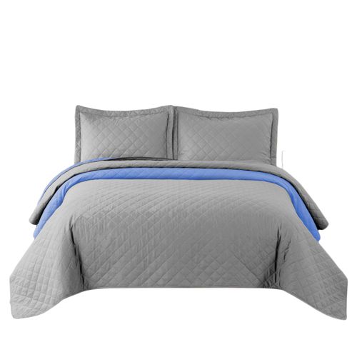 Colcha de cama doble cara Inez L.grey-Blue