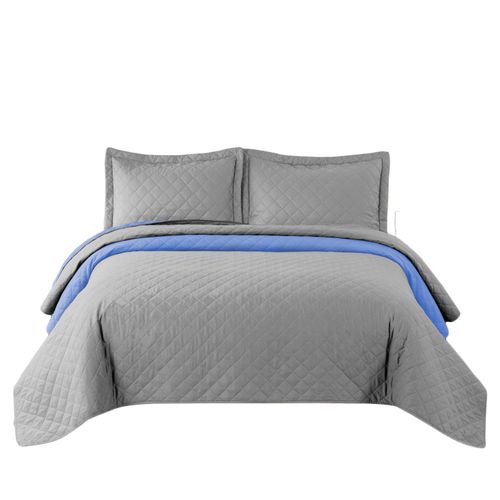 BEDSPREAD- QUILTED/DOUBLE-SIDED Inez Light Grey-Blue